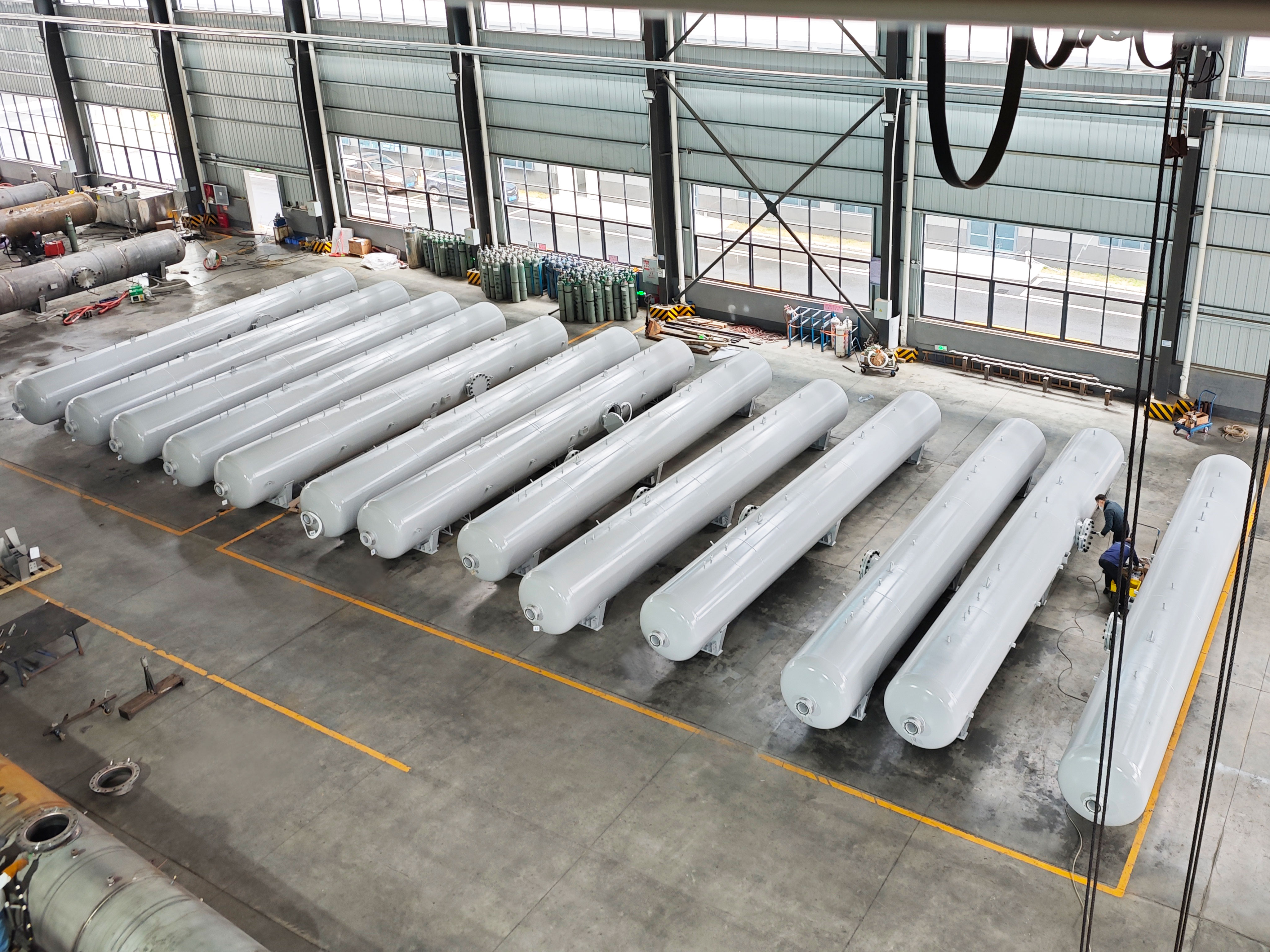 60台10米罐交付！ASME-U认证碳钢卧式承压蓄冷罐